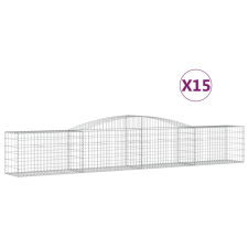 vidaXL 15 db íves horganyzott vas gabion kosár 400x50x60/80 cm (3146979) kerti tárolás