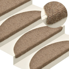 vidaXL 15 db krémszínű tűlyukasztott öntapadó lépcsőszőnyeg 56x17x3 cm lakástextília