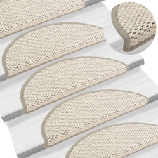 vidaXL 15 db szizál hatású bézs öntapadó lépcsőszőnyeg 56x17x3 cm lakástextília