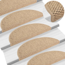 vidaXL 15 db szizál hatású homokszínű öntapadó lépcsőszőnyeg 56x17x3cm lakástextília