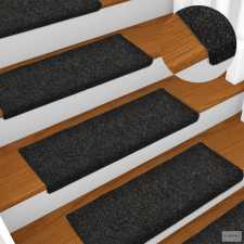vidaXL 15 db tűvel lyuggatott fekete szövet lépcsőszőnyeg 65x21x4 cm lakástextília