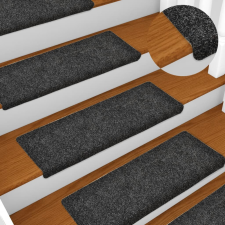 vidaXL 15 db tűvel lyuggatott szürke szövet lépcsőszőnyeg 65x21x4 cm lakástextília