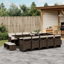 vidaXL 15 részes barna polyrattan kerti ülőgarnitúra párnákkal kerti bútor