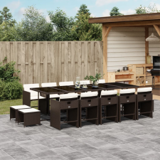 vidaXL 15 részes barna polyrattan kerti ülőgarnitúra párnákkal kerti bútor