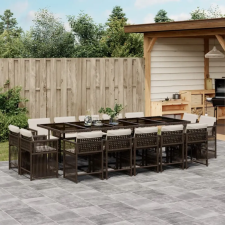 vidaXL 15 részes barna polyrattan kerti ülőgarnitúra párnákkal kerti bútor