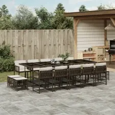 vidaXL 15 részes barna polyrattan kerti ülőgarnitúra párnákkal kerti bútor