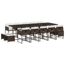 vidaXL 15 részes barna polyrattan kerti ülőgarnitúra párnákkal (3211353) kerti bútor