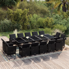 vidaXL 15 részes szürke polyrattan kerti étkezőgarnitúra párnákkal kerti bútor