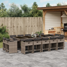 vidaXL 15 részes szürke polyrattan kerti étkezőgarnitúra párnákkal kerti bútor