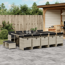 vidaXL 15 részes szürke polyrattan kerti étkezőgarnitúra párnákkal kerti bútor