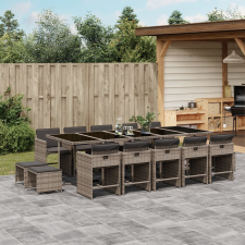 vidaXL 15 részes szürke polyrattan kerti ülőgarnitúra párnákkal kerti bútor