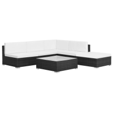 vidaXL 16 darabos fekete kültéri polyrattan kanapészett kerti bútor