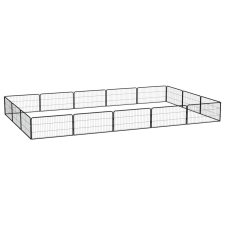 vidaXL 16-paneles fekete porszórt acél kutyakennel 100 x 50 cm szállítóbox, fekhely kutyáknak