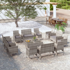 vidaXL 16 részes szürke polyrattan kerti ülőgarnitúra párnákkal kerti bútor