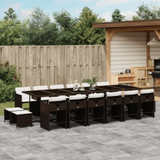 vidaXL 17 részes barna polyrattan kerti étkezőgarnitúra párnákkal kerti bútor