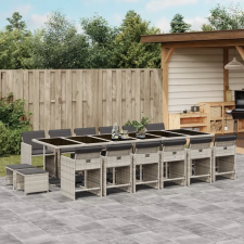 vidaXL 17 részes szürke polyrattan kerti étkezőgarnitúra párnákkal kerti bútor
