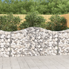 vidaXL 18 db íves horganyzott vas gabion kosár 200x30x100/120 cm kerti dekoráció