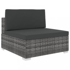 vidaXL 1 db szürke polyrattan moduláris középső kanapé párnákkal kerti bútor
