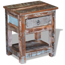 vidaXL 1 fiókos tömör újrahasznosított fa kisasztal 43 x 33 x 51 cm bútor