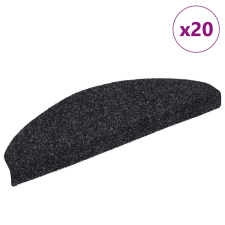 vidaXL 20 db fekete öntapadó lépcsőszőnyeg 65x21x4 cm lakástextília