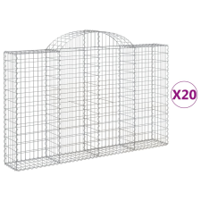 vidaXL 20 db íves horganyzott vas gabion kosár 200x30x120/140 cm (3146146) kerti tárolás