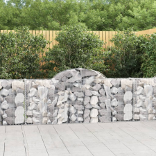 vidaXL 20 db íves horganyzott vas gabion kosár 200x30x80/100 cm kerti dekoráció