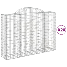 vidaXL 20 db íves horganyzott vas gabion kosár 200x50x140/160 cm (3146377) kerti tárolás