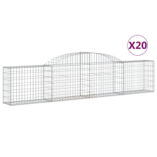 vidaXL 20 db íves horganyzott vas gabion kosár 300x30x60/80 cm (3146499) kerti tárolás