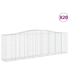 vidaXL 20 db íves horganyzott vas gabion kosár 400x50x120/140 cm (3145979) kerti tárolás
