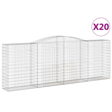 vidaXL 20 db íves horganyzott vas gabion kosár 400x50x140/160 cm (3147032) kerti tárolás