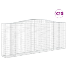 vidaXL 20 db íves horganyzott vas gabion kosár 400x50x160/180 cm kerti tárolás