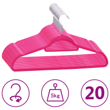 vidaXL 20 db rózsaszín csúszásmentes bársony ruhaakasztó bútor