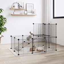 vidaXL 20 paneles fekete acél kisállatketrec ajtóval 35 x 35 cm ketrec, szállítóbox rágcsálóknak