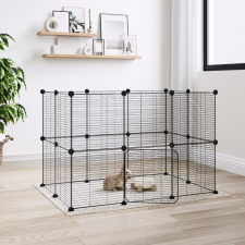 vidaXL 20 paneles fekete acél kisállatketrec ajtóval 35 x 35 cm ketrec, szállítóbox rágcsálóknak