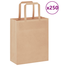 vidaXL 250 db barna kraft papírzacskók fogantyúkkal 18x8x22 cm ajándéktasak