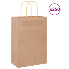 vidaXL 250 db barna kraft papírzacskók fogantyúkkal 21x11x31 cm ajándéktasak