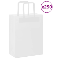 vidaXL 250 db fehér kraft papírzacskók fogantyúkkal 21x11x28 cm ajándéktasak