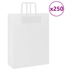 vidaXL 250 db fehér kraft papírzacskók fogantyúkkal 32x12x42 cm ajándéktasak
