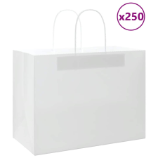 vidaXL 250 db fehér kraft papírzacskók fogantyúkkal 32x17x25 cm ajándéktasak