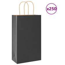 vidaXL 250 db fekete kraft papírzacskók fogantyúkkal 21x11x36 cm ajándéktasak