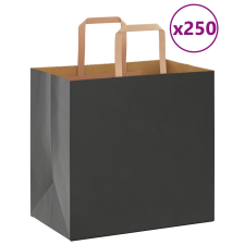 vidaXL 250 db fekete kraft papírzacskók fogantyúkkal 26x17x25 cm ajándéktasak