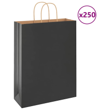 vidaXL 250 db fekete kraft papírzacskók fogantyúkkal 32x12x42 cm ajándéktasak