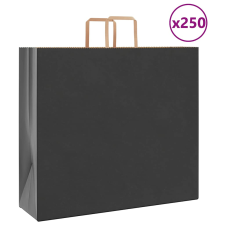 vidaXL 250 db fekete kraft papírzacskók fogantyúkkal 54x15x49 cm ajándéktasak