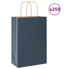 vidaXL 250 db kék kraft papírzacskók fogantyúkkal 21x11x31 cm ajándéktasak