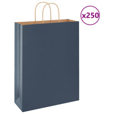 vidaXL 250 db kék kraft papírzacskók fogantyúkkal 32x12x42 cm ajándéktasak
