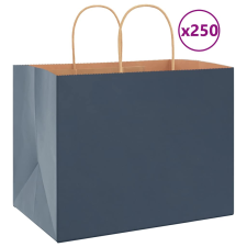 vidaXL 250 db kék kraft papírzacskók fogantyúkkal 32x22x24 cm ajándéktasak