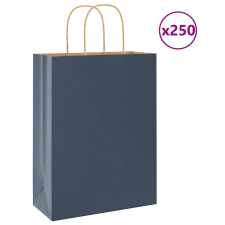 vidaXL 250 db kék papírzacskók fogantyúkkal 26x12x35 cm ajándéktasak