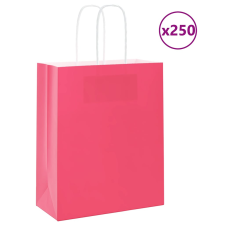 vidaXL 250 db rózsaszín kraft papírzacskók fogantyúkkal 18x8x22 cm ajándéktasak