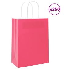 vidaXL 250 db rózsaszín kraft papírzacskók fogantyúkkal 21x11x28 cm ajándéktasak