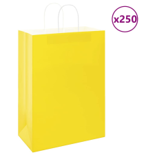 vidaXL 250 db sárga kraft papírzacskók fogantyúkkal 32x17x44 cm ajándéktasak